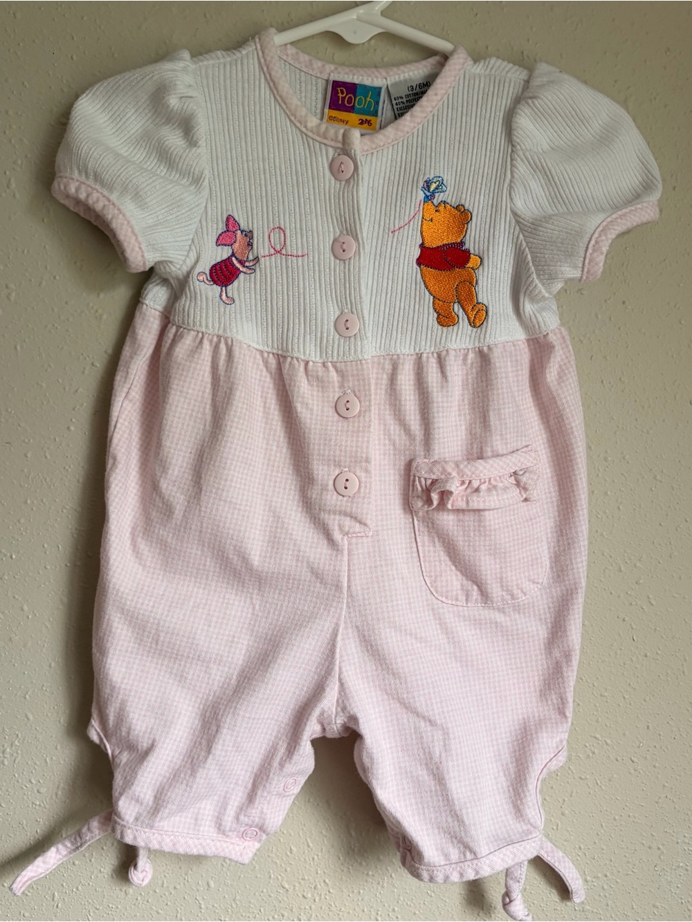 Vintage Y2K Pooh Baby Girls' Pink Winnie the Pooh One-Piece Romper